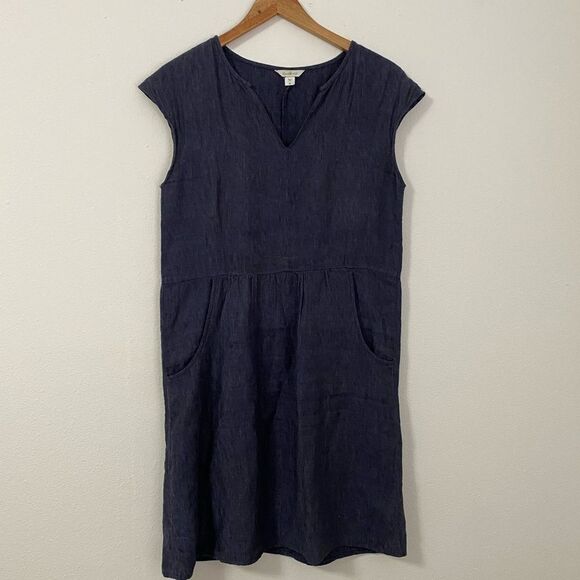 Garnet Hill 100% Linen Chambray Midi Dress Women’s Size 6 - Picture 1 of 4